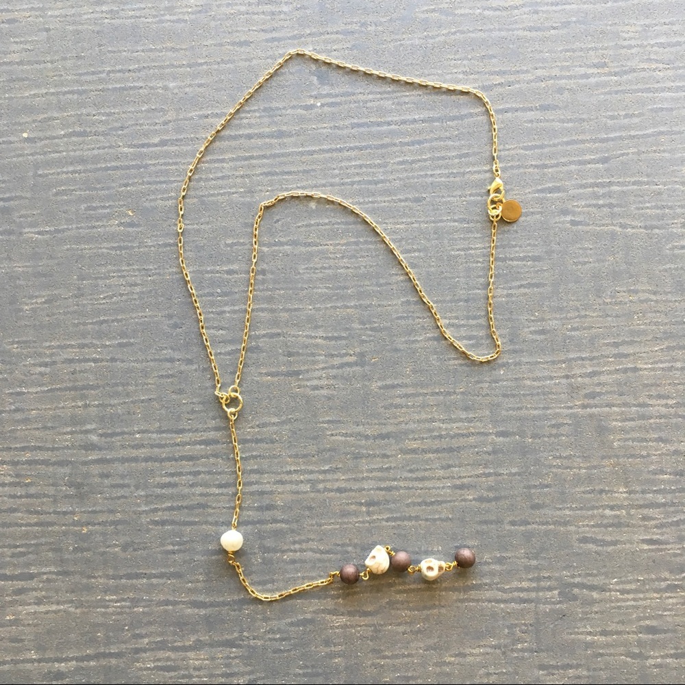 Howlite Skull Drop Chain Necklace Jessica Elliot