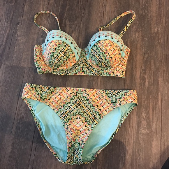 Nanette Lepore Neon Beaded Swim Suit - Picture 1 of 7