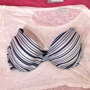 Blue and White Striped Bra