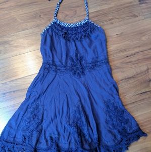 Vintage Free People Linen and Lace Halter Dress