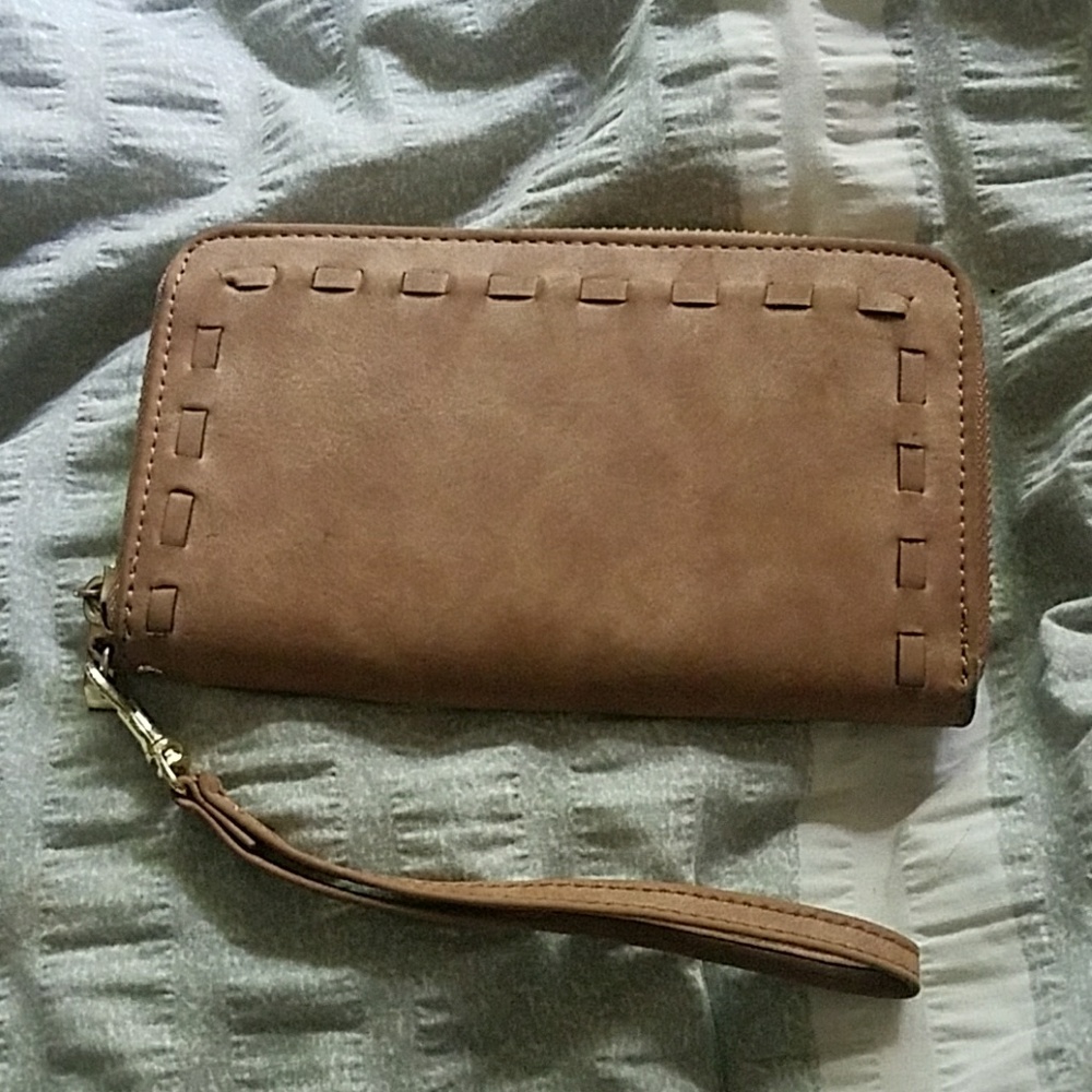 Target brown faux suede wallet wristlet