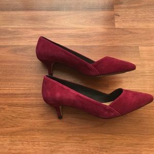 Red burgundy kitten heels