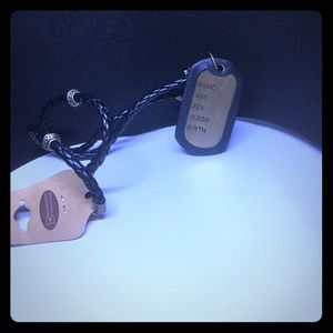 Leather tag necklace