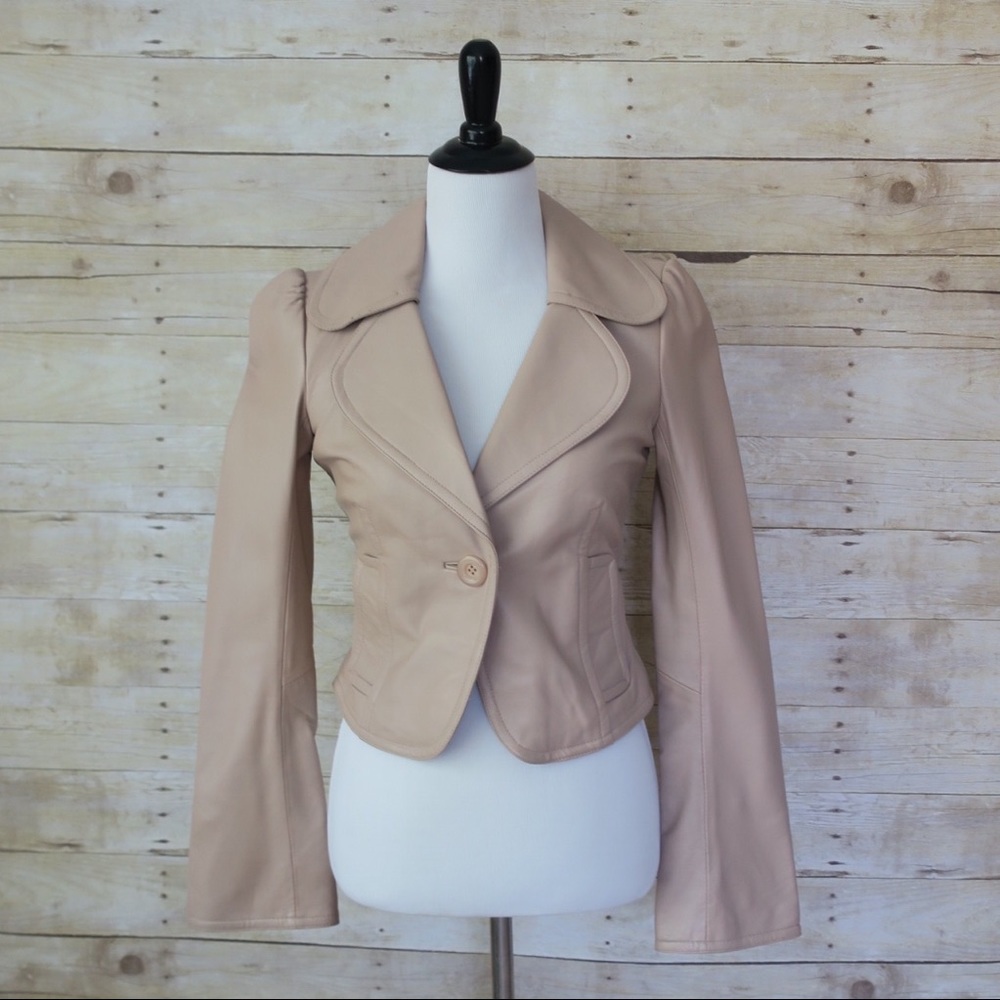 Arden B. 100% Bell-Sleeve Leather Jacket size S