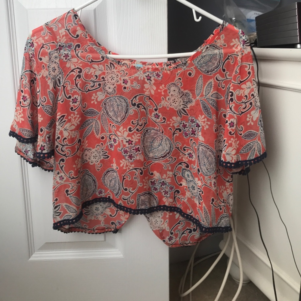 Pink floral crop top