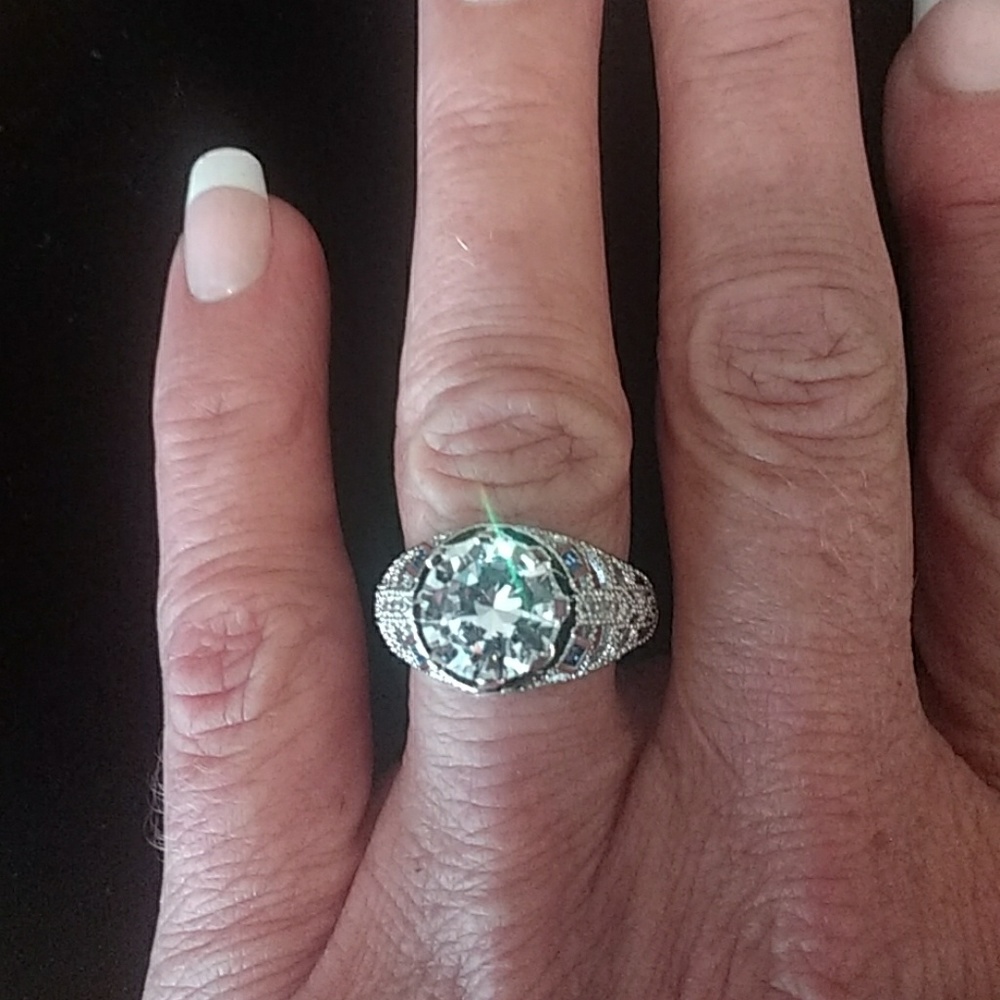 Gorgeous 14k GP Solitaire Fillagree/sapphire ring