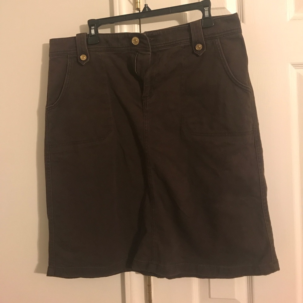 Knee length brown denim skirt