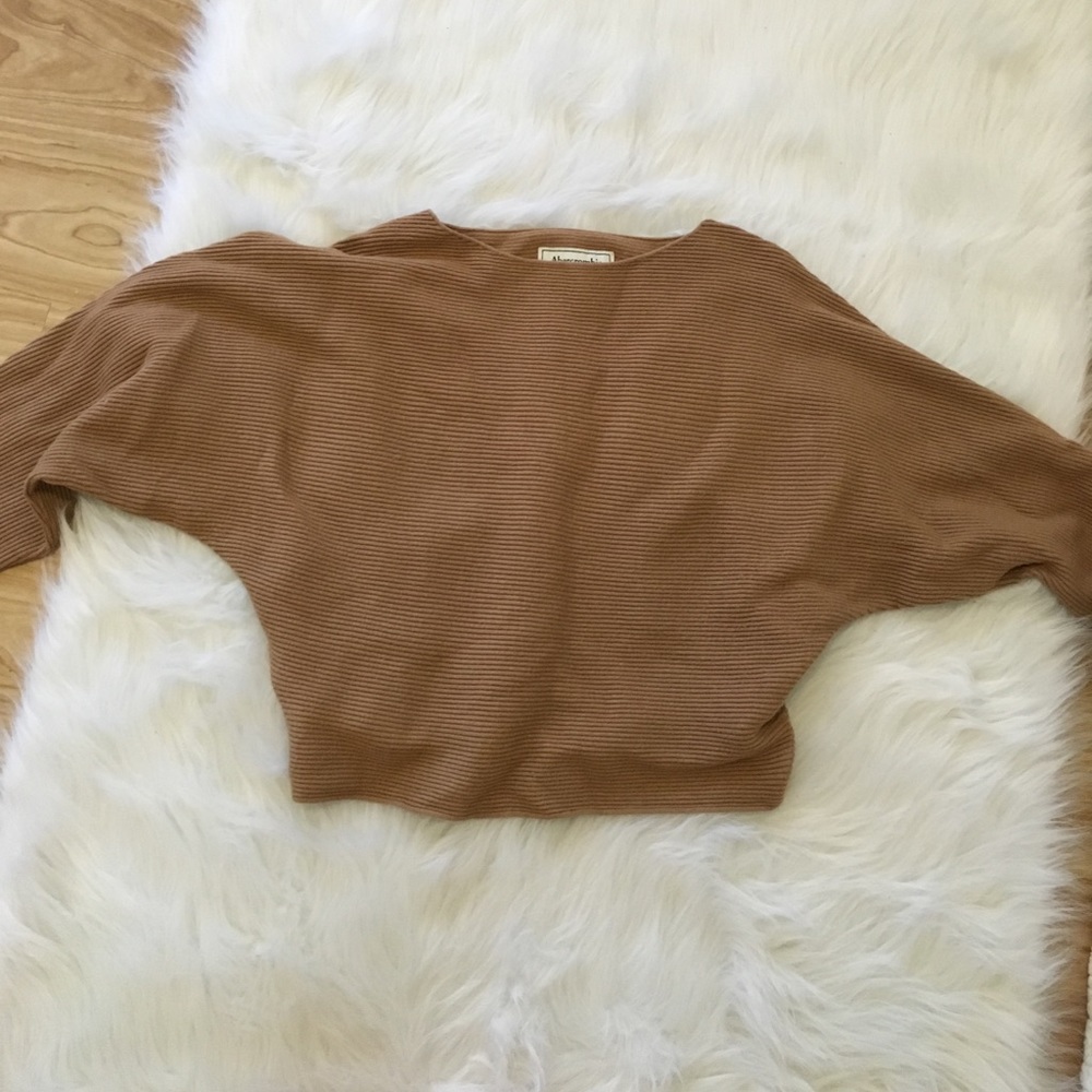 Loose Tan Abercrombie & Fitch Cropped Sweater