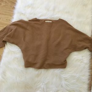 Loose Tan Abercrombie & Fitch Cropped Sweater