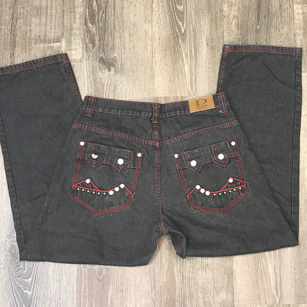 DMax Men's Baggy Embellished Hip Hop Jeans 38x34