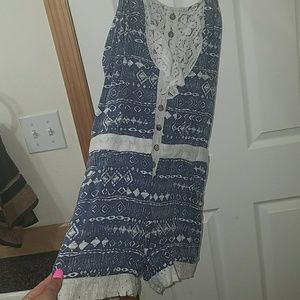 Blue romper.
