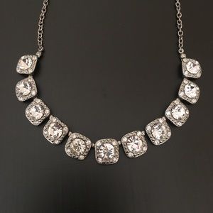 Clear Crystal Gem & Silver Necklace