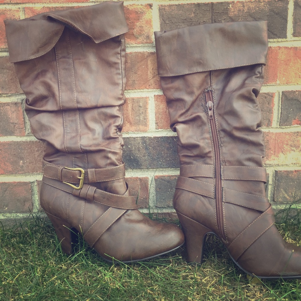 Brown heeled boots