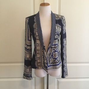 Zara Woman paisley silk blue blazer