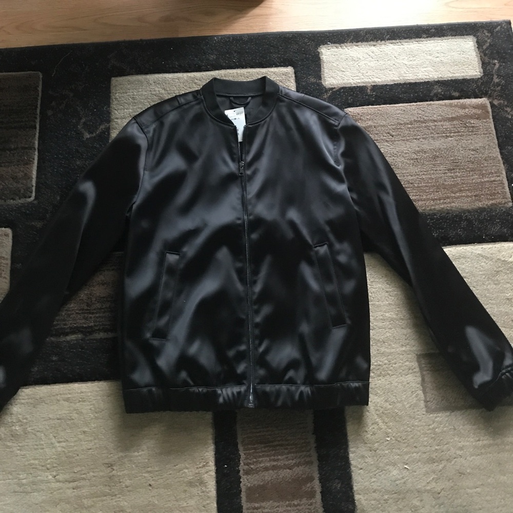 Faux Satin Bomber Jacket