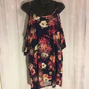Cold shoulder floral and Navy top