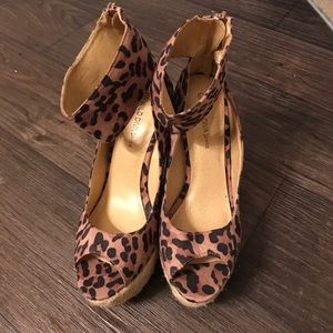 Cheetah print wedged heels
