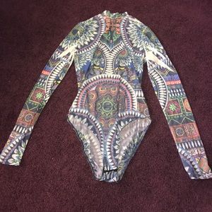 See-through patterned leotard