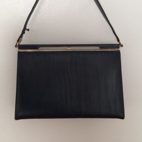 Coblentz black leather clasp handbag clutch purse - Picture 3 of 6
