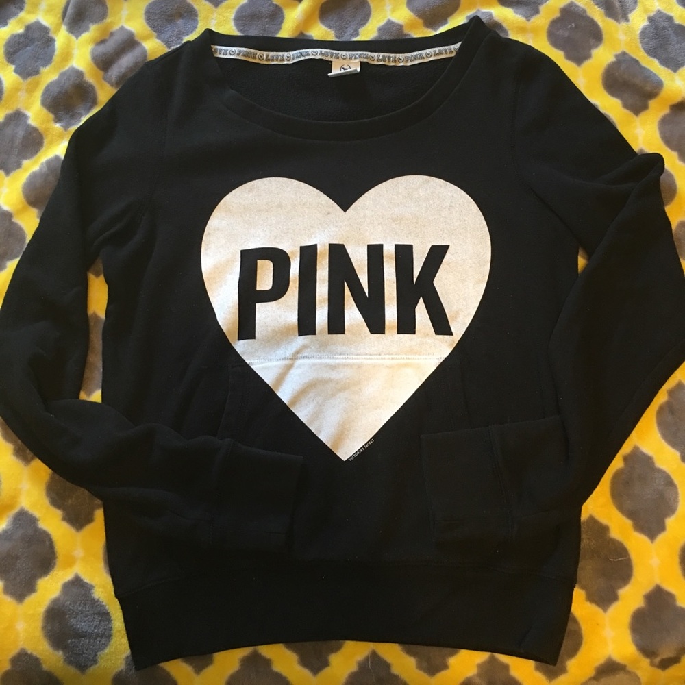 VS Pink crew sweatshirt with hoodie pocket sz sm