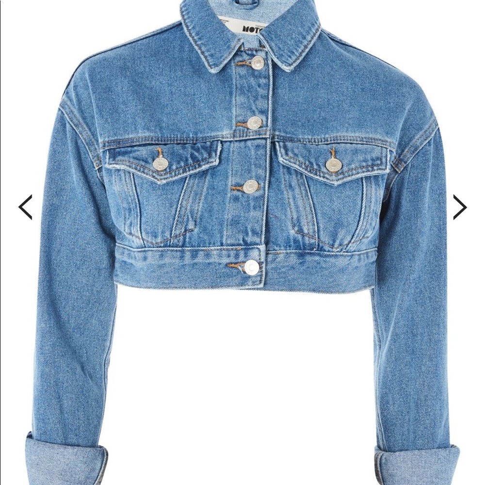 Denim mini cropped jacket