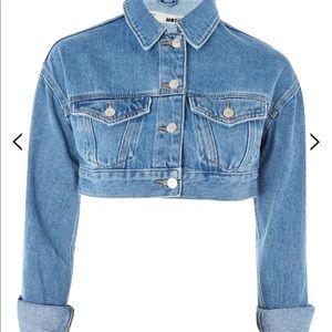 Denim mini cropped jacket