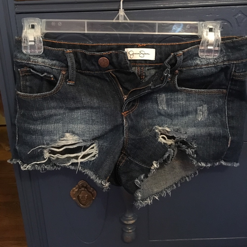 Cut-off blue jean shorts