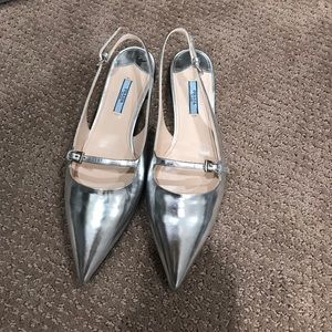 prada silver flats