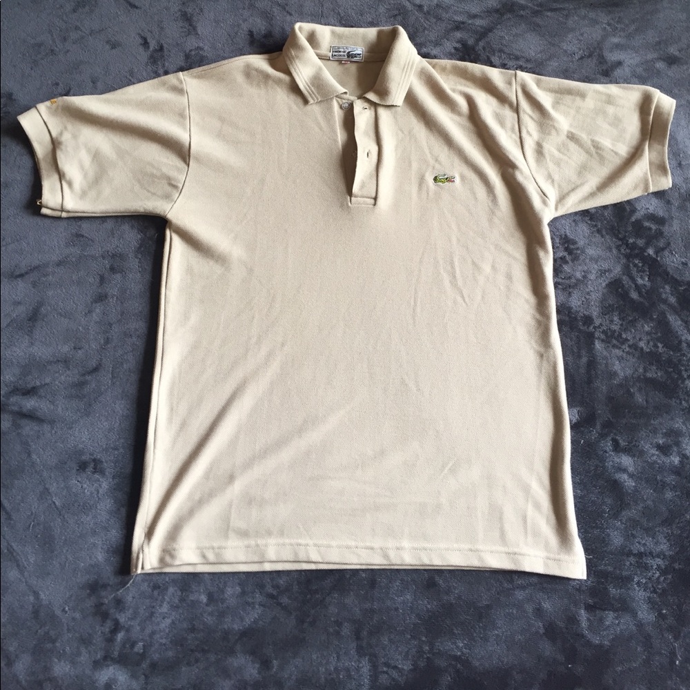 Tan Lacoste knit polo