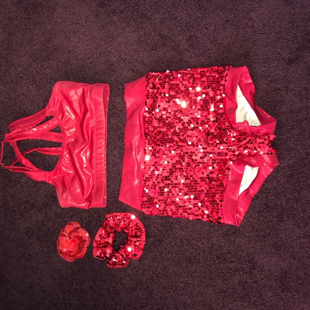 Red crop top set/perfect condition & worn 5 times