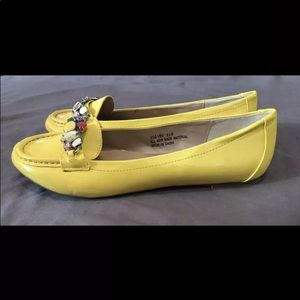 Yellow Loafers with multi colored gems