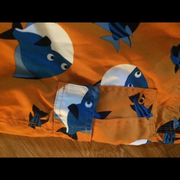 Like new Gymboree Boys size 12 orange fish trunks - Picture 3 of 5