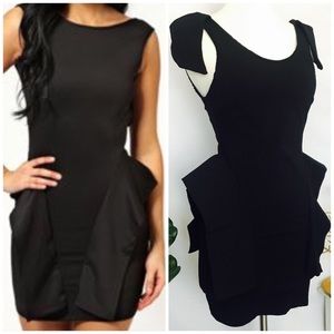 Black Peplum Bandage Dress M