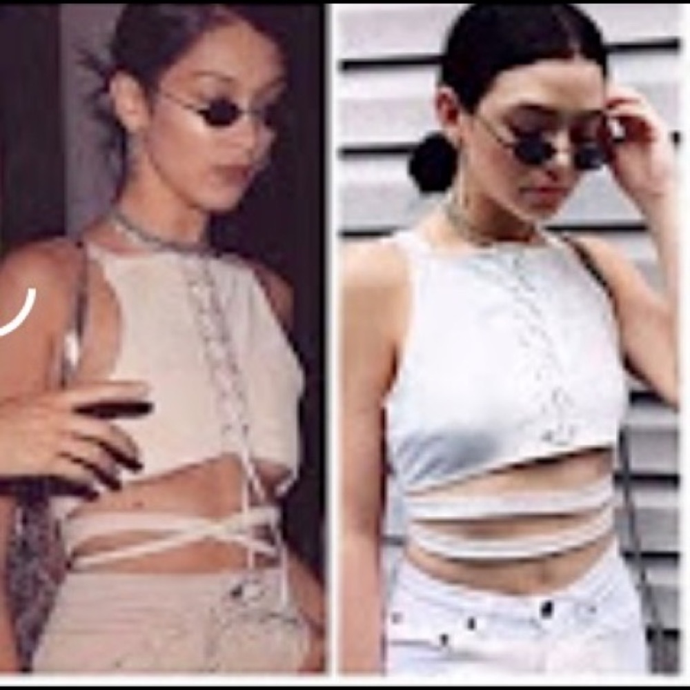 Criss cross cropped lace up tank top