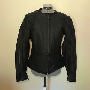 Leather motorcycle jacket with extra protection