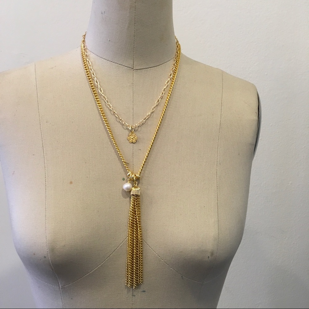 Multi Layer Tassel Pendant Gold Chain Necklace