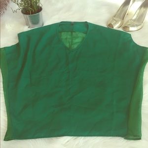 Green silk top B_Envied bat wing sleeve top size M