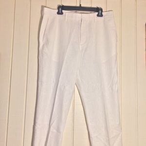 PERRY ELLIS,WHITE LINEN PANTS, SIZE: 36/30
