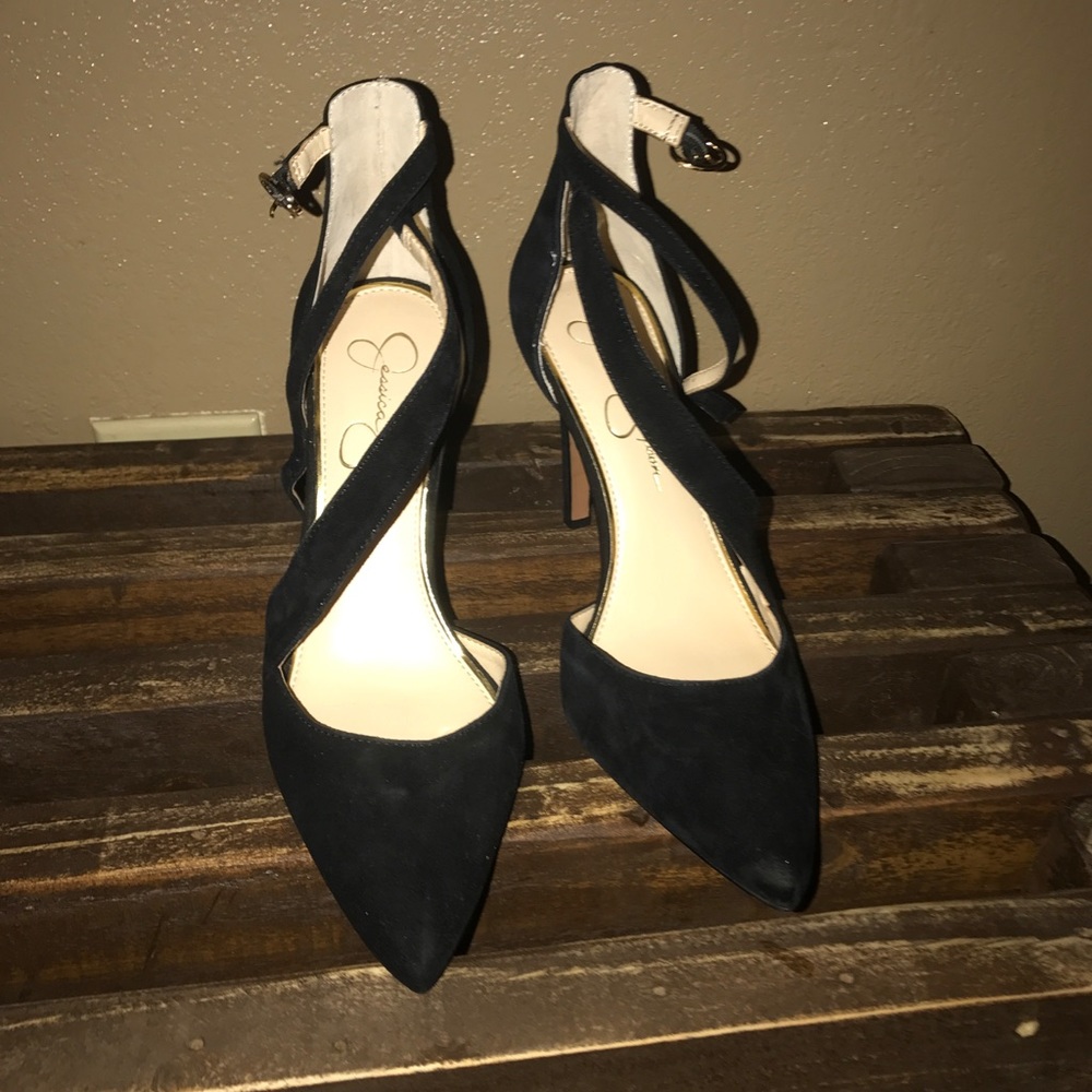 Jessica Simpson black strap heels