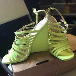 ASOS HEADLAND Caged Wedges Lime color