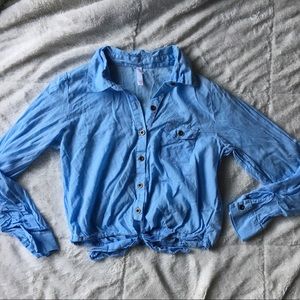 Button up blue top