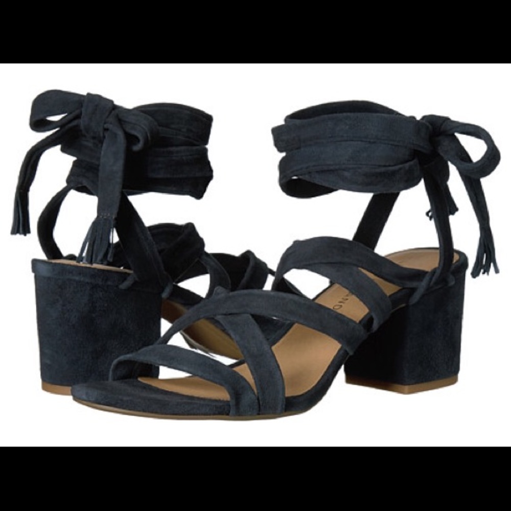 Reduced Blue Criss. Cross Suede Sandal