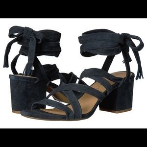 Reduced Blue Criss. Cross Suede Sandal