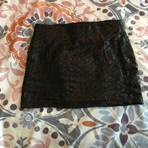 Black sequence mini skirt
