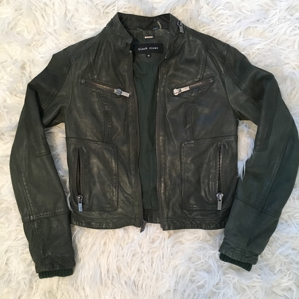 Olive Green Genuine Leather Jacket