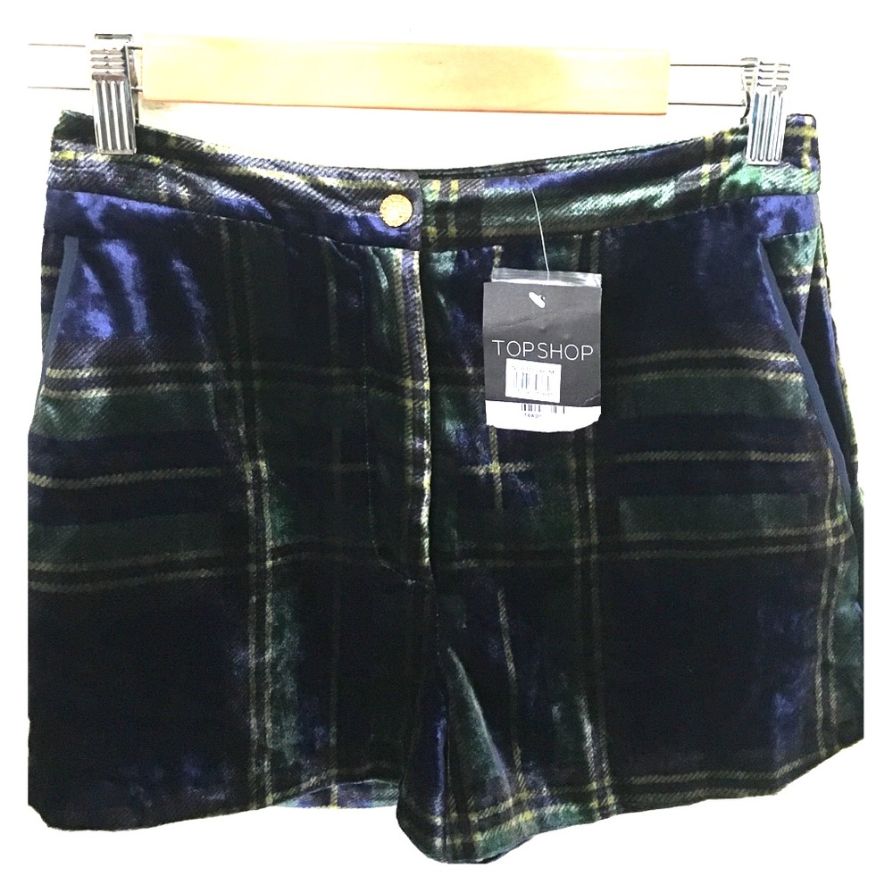 Topshop high-waisted velvet hot pants