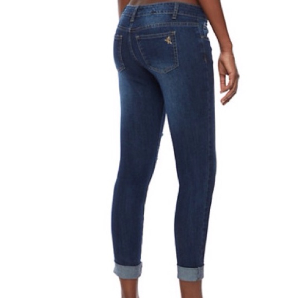 Ripped Dark Washed Skinny Jeans New - Picture 2 of 2