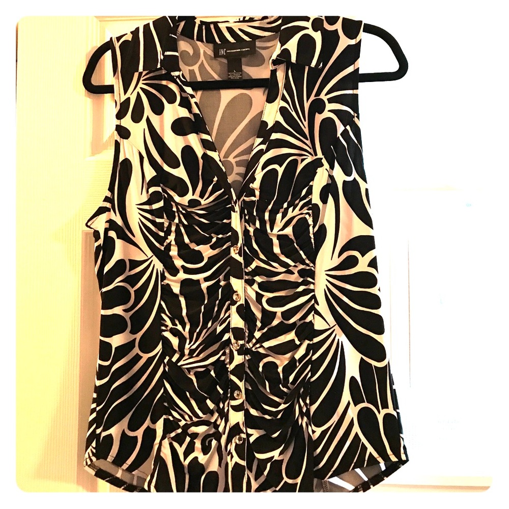 INC zebra print sleeveless blouse