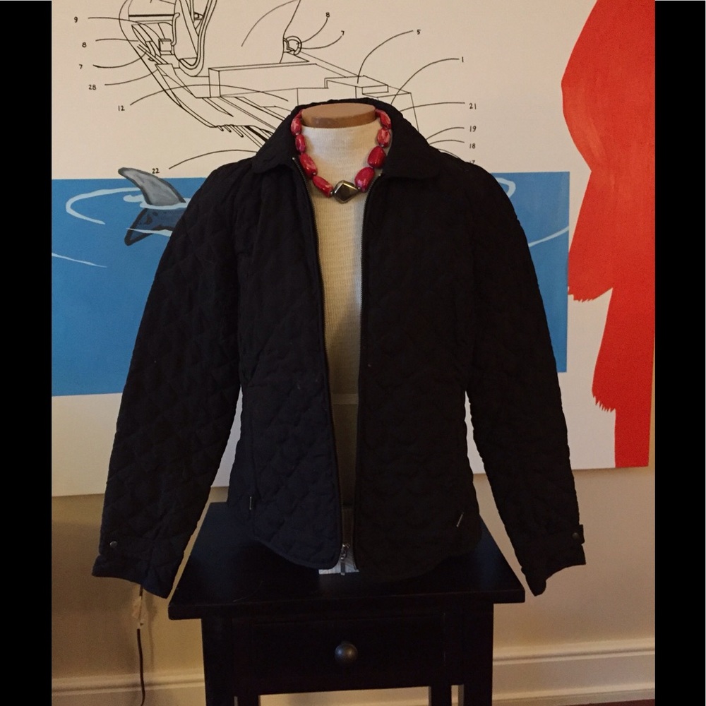 Black quilted zipper jacket