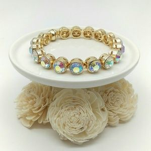 Gold AB Rhinestone Magnetic Clasp Bangle